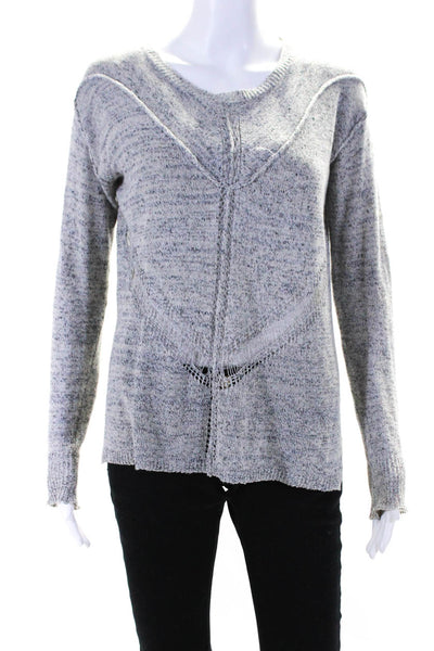 Rebecca Taylor Womens Thin Open Knit Long Sleeved Pullover Sweater Gray Size XS