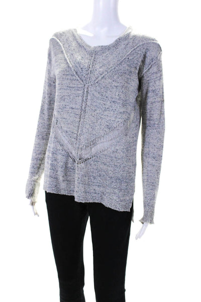 Rebecca Taylor Womens Thin Open Knit Long Sleeved Pullover Sweater Gray Size XS