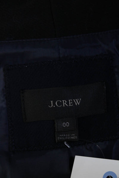 J Crew Womens V-Neck Long Sleeve Short Blazer Jacket Navy Blue Black Size 00