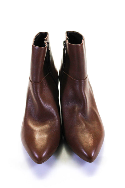 Cole Haan Womens Leather Pointed Toe Low Wedge Heel Ankle Boots Brown Size 6.5US