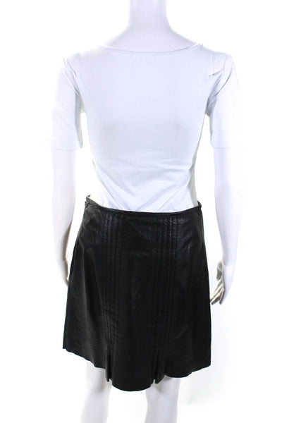 Catherine Malandrino Womens Leather Mini A Line Skirt Black Size Small