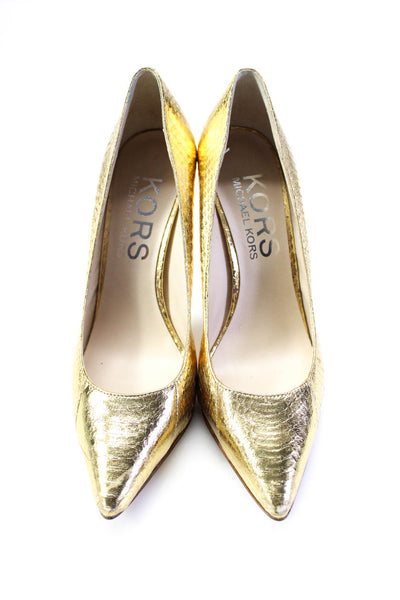 KORS Michael Kors Womens Metallic Leather Pointed Stiletto Pumps Gold Size 6.5