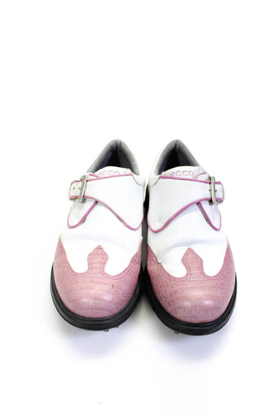 ECCO Womens Leather Buckle Closure Casual Shoes White Pink Size 36 6