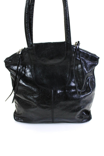 Hobo The Original Womens Leather Zipped Tassel Darted Shoulder Handbag Black