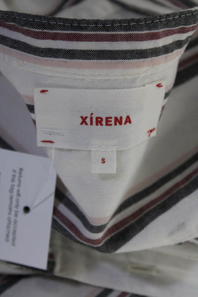 Xirena Womens Cotton Striped Round Neck Sleeveless Blouse Top White Size S