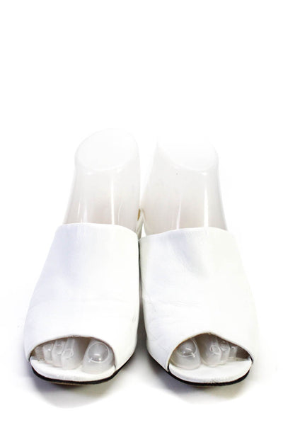 Schutz Womens Block Heel Single Strap Slide Sandals White Leather Size 6.5B