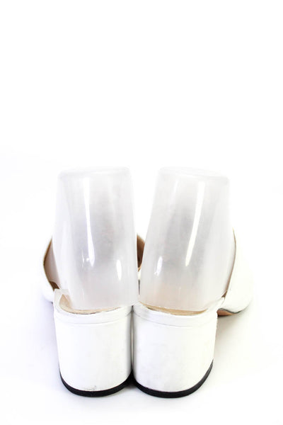 Schutz Womens Block Heel Single Strap Slide Sandals White Leather Size 6.5B