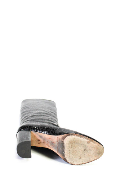 Loeffler Randall Womens Block Heel Croc Embossed Knee High Boots Black Size 6.5