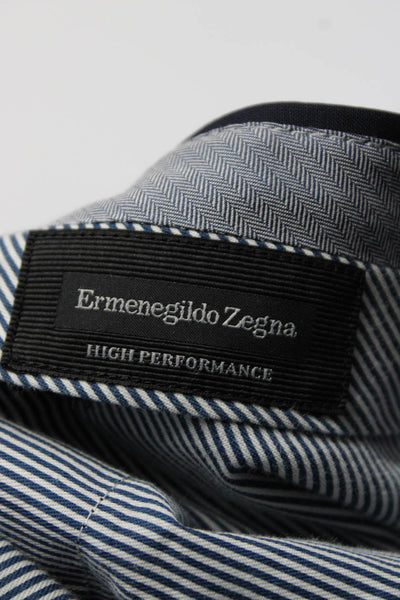 Ermenegildo Zegna Mens Creased Slim Leg Dress Trousers Navy Blue Wool Size 48