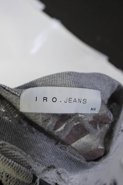 IRO Jeans Womens Distressed Dayna Sweatshirt Gray Cotton Size Extra Small