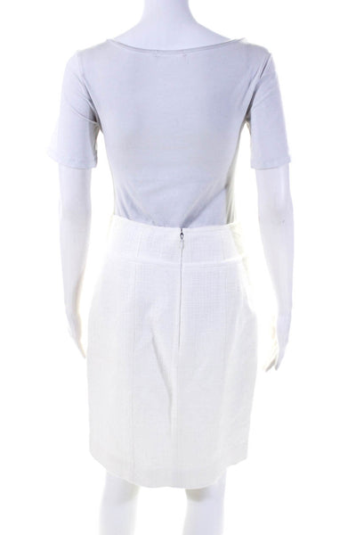 Nanette Lepore Womens Faux Wrap Tweed Mini Pencil Skirt White Size 4