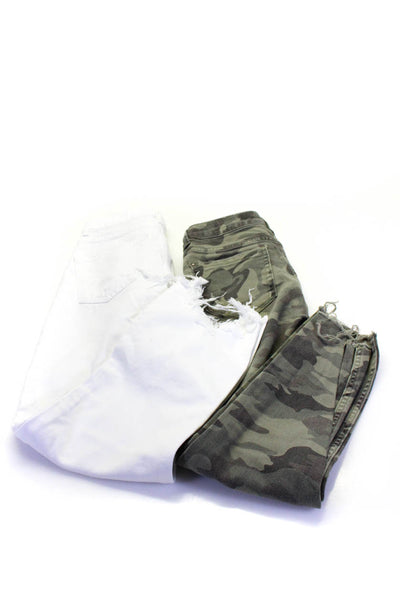 Zara Womens Camouflage Print Distress Tapered Skinny Pants White Size 4 Lot 2