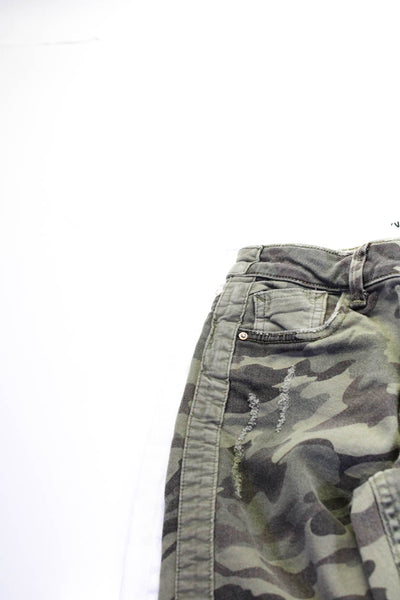 Zara Womens Camouflage Print Distress Tapered Skinny Pants White Size 4 Lot 2