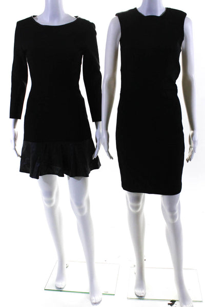 Zara Womens Darted Patchwork Pleated Hem Sheath Dresses Black Size XS Lot 2