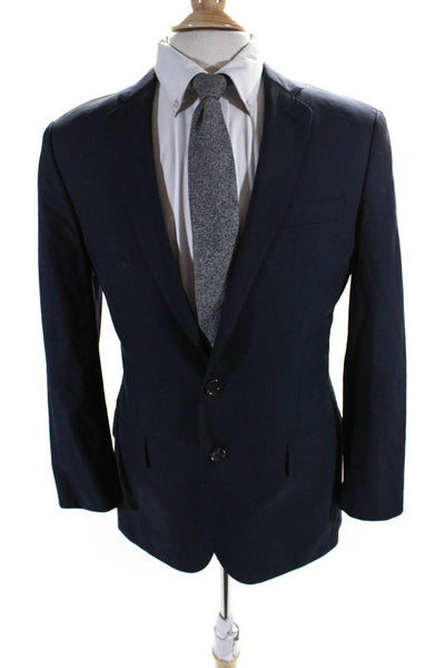 J Crew Mens Two Button Notched Lapel Ludlow Blazer Jacket Navy Blue Wool 38S