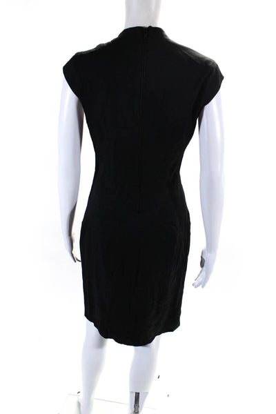 Helmut Lang Womens Cap Sleeved V Neck Knee Length Pencil Dress Black Size 4