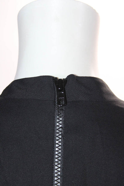 Helmut Lang Womens Cap Sleeved V Neck Knee Length Pencil Dress Black Size 4