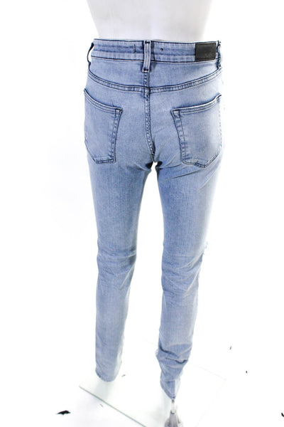 IRO Womens Blue Light Wash High Rise Fly Button Distress Skinny Jeans Size 32