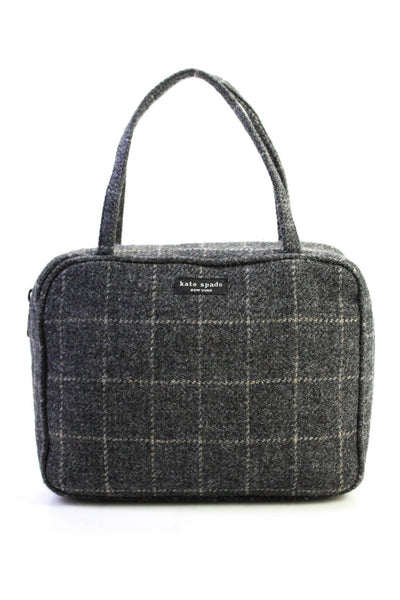Kate Spade Womens Small Woven Wool Top Handle Tote Handbag Gray