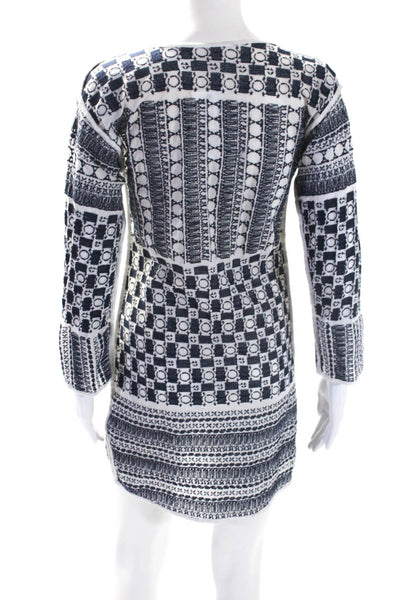 Michael Michael Kors Womens Cotton Geometric Knit Chain Midi Dress Navy Size 2XS