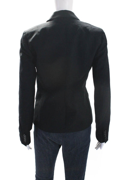 J Crew Womens Wool Notched Lapel Three Button Short Blazer Jacket Black Size 2