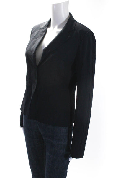 Tahari Womens Notched Lapel Two Button Lined Short Blazer Jacket Black Size 6