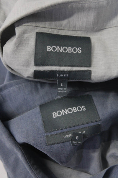 Bonobos Mens Cotton Buttoned Collared Long Sleeve Tops Gray Size L Lot 2