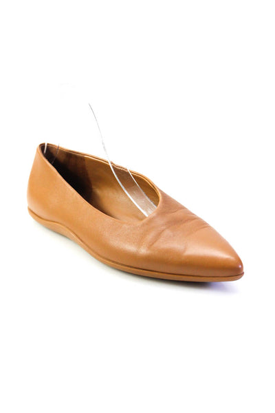 Vince Womens Slip On Pointed Toe Ballet Flats Brown Leather Size 7M