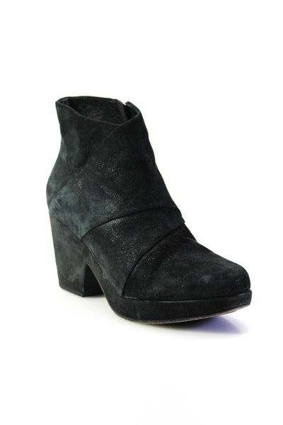 Eileen Fisher Womens Side Zip Block Heel Platform Booties Black Suede Size 8M
