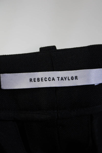 Rebecca Taylor Womens Flat Front Straight Leg Tuxedo Trousers Black Size 4