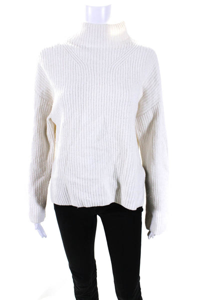 Rails Womens Mock Neck Tight Knit Long Sleeved Pullover Sweater White Size S