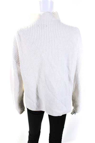 Rails Womens Mock Neck Tight Knit Long Sleeved Pullover Sweater White Size S