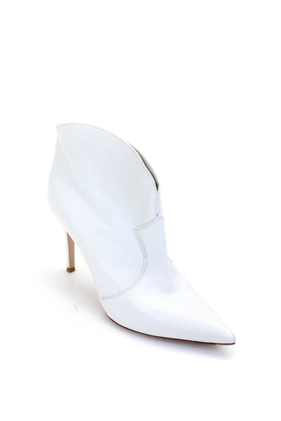 Gianvito Rossi Womens Slip On Stiletto Pointed Toe Booties White Leather Size 39