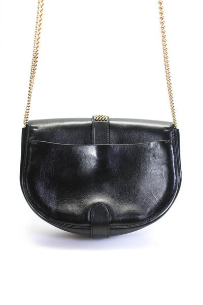 Lanvin Womens Single Chain Strap Logo Flap Small Shoulder Handbag Black Leather