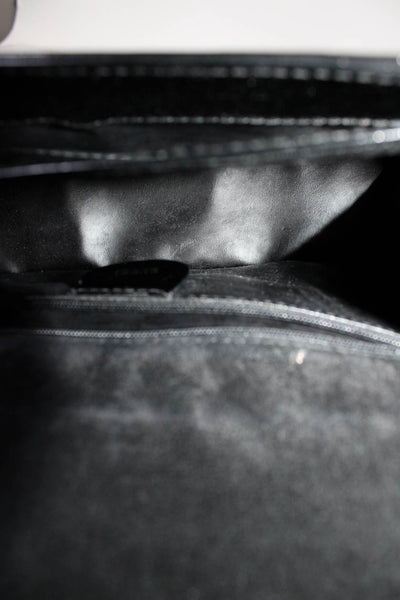Gucci Womens Double Handle Logo Flap Medium Shoulder Handbag Black Leather