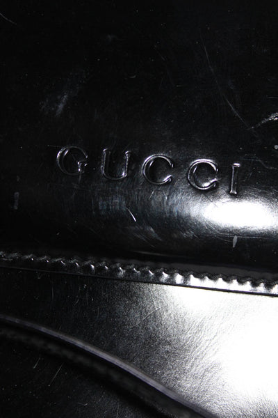 Gucci Womens Double Handle Logo Flap Medium Shoulder Handbag Black Leather