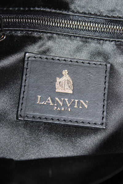 Lanvin Womens Zip Top Pocket Front Medium Python Skim Amalia Handbag Brown