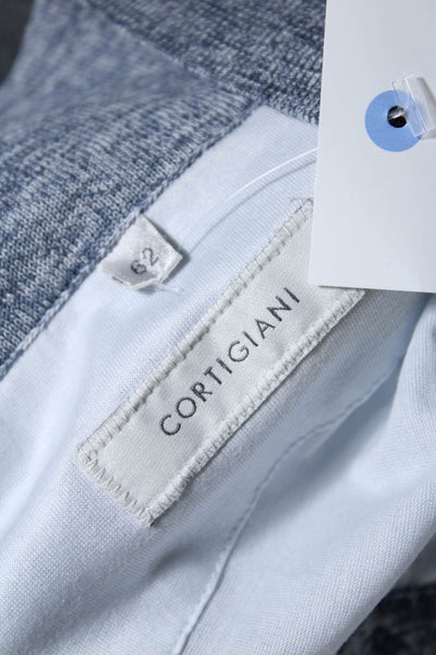 Cortigiani Mens Cotton Colorblock Collared Short Sleeve Polo Top Blue Size EUR62