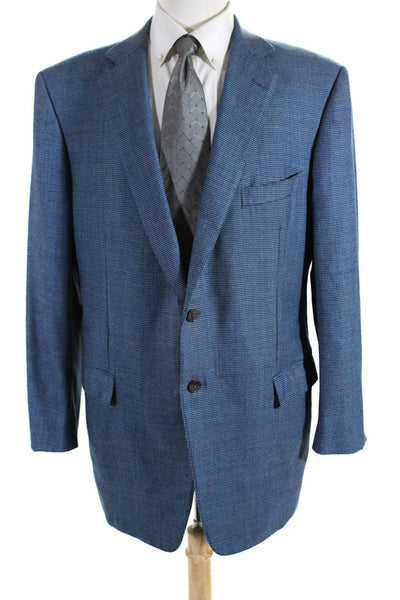 Ermenegildo Zegna Mens 100% Wool Two Button Collared Blazer Jacket Blue Size 58