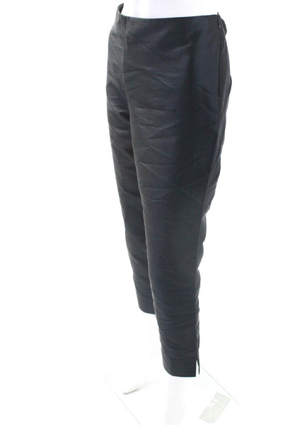 Lafayette 148 New York Womens Silk Slim Leg Stanton Trousers Black Size 10