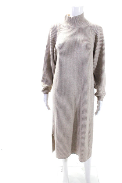 & Other Stories Womens Long Sleeve Mock Neck Ribbed Sweater Dress Brown Size XS