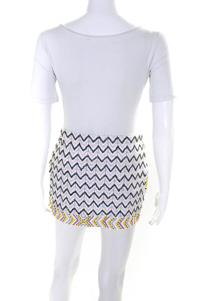 Zara Womens Striped Embroidered Beaded Zipped Mini Skirts White Size XS S Lot 2