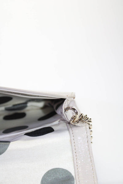 Kate Spade New York Womens Patent Leather Chain Strap Shoulder Handbag Beige