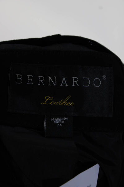 Bernardo Womens Asymmetrical Button Up Waterfall Suede Jacket Black Size XL