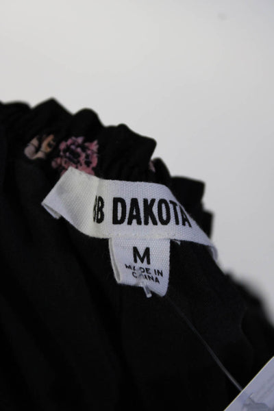 BB Dakota Womens Floral Flutter Sleeved Wide Leg Jumpsuit Black Pink Size M