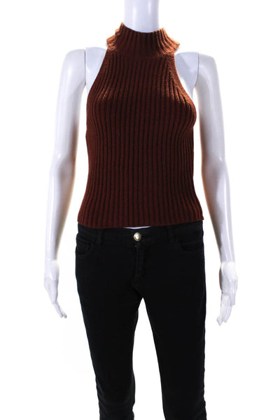 & Other Stories Womens Halter Neck Ribbed Knit Blouse Brown Size XS