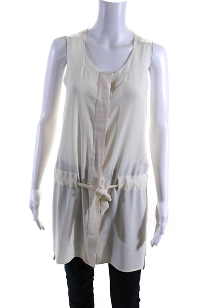 Rag & Bone Womens Striped V-Neck Drawstring Sleeveless Blouse Top White Size 0