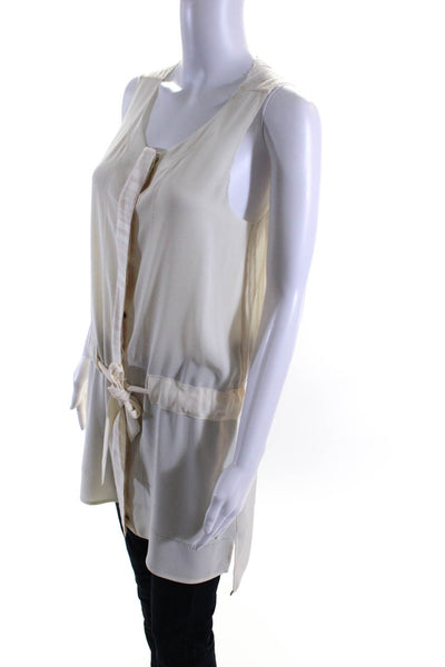 Rag & Bone Womens Striped V-Neck Drawstring Sleeveless Blouse Top White Size 0