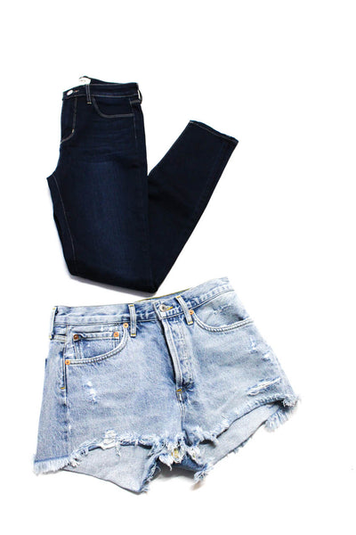 Agolde L'Agence Womens Distress Hem Casual Denim Shorts Jeans Blue Size 25 Lot 2