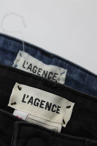 L'Agence Womens Cotton Buttoned Slip-On Skinny Leg Jeans Black Size EUR24 Lot 2